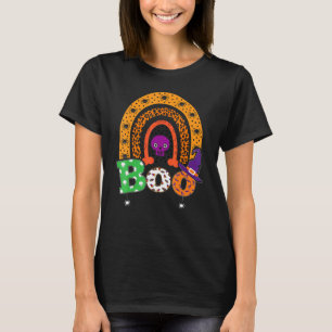 Boo With Spiders And Witch Hat Halloween Rainbow 3 T-Shirt