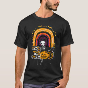 Boo With Spiders And Witch Hat Halloween Rainbow 3 T-Shirt