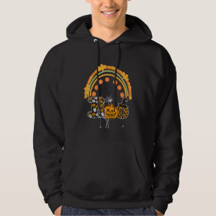 Boo With Spiders And Witch Hat Halloween Rainbow Hoodie