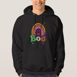 Boo With Spiders And Witch Hat Halloween Rainbow   Hoodie