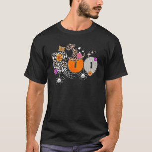 Boo With Spiders And Witch Hat Leopard Halloween C T-Shirt