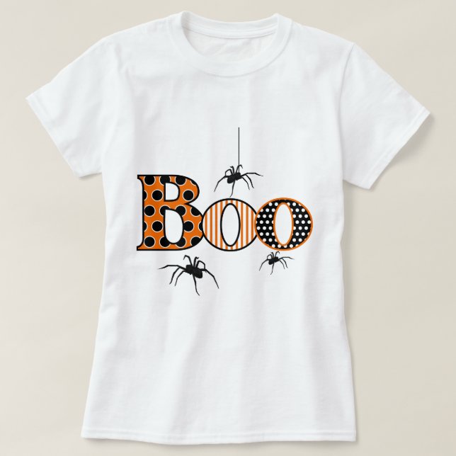 BOO with Spiders Halloween T-Shirt (Design Front)