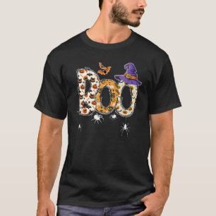 Boo With Spiders Witch Hat Halloween Costume Party T-Shirt
