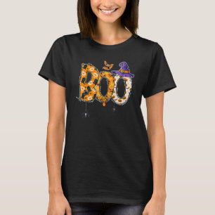 Boo With Spiders Witch Hat Halloween Costume Party T-Shirt