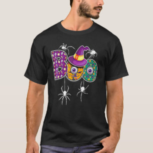 Boo With Witch Hat Spiders Pumpkin Halloween 1 T-Shirt
