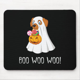 Boo Woo Woo Fun Cute Halloween Ghost Dog Women Tee Mouse Mat
