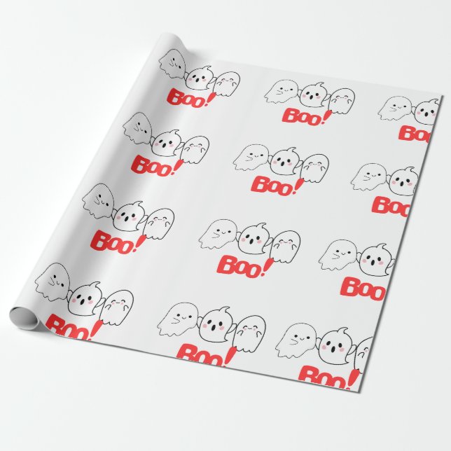 Boo! Wrapping Paper | Spooky & Fun for Halloween (Unrolled)