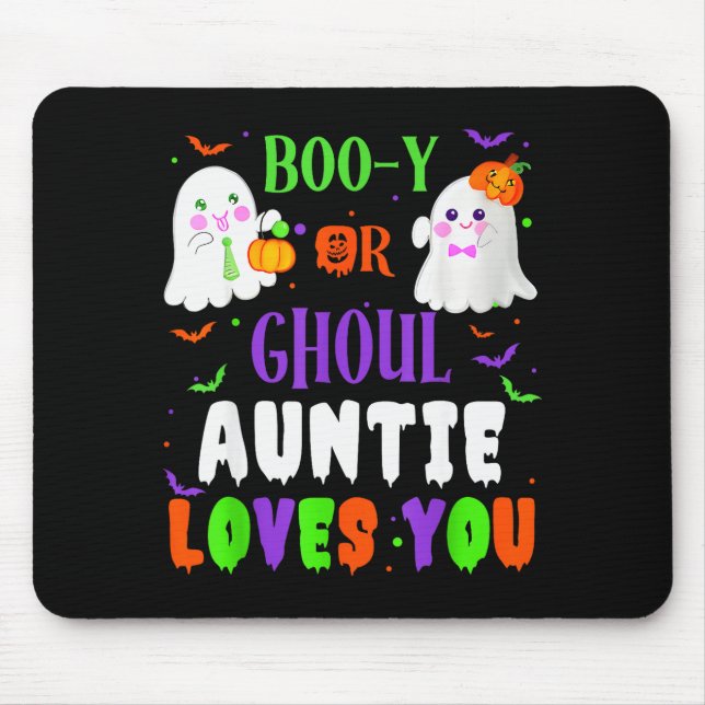 Boo-y Or Ghoul Auntie Loves You Boo Halloween Baby Mouse Mat (Front)