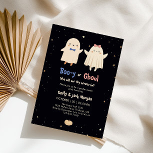 Boo-y or Ghoul Cute Halloween Ghosts Gender Reveal Invitation