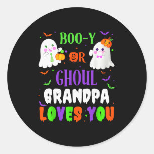 Boo-y Or Ghoul Grandpa Loves You Boo Halloween Bab Classic Round Sticker