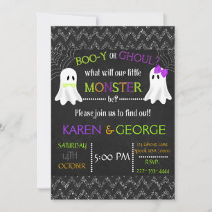 Boo-y or Ghoul Halloween Gender Reveal Invite