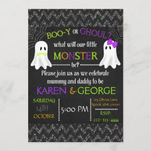 Boo-y or Ghoul Halloween Gender Reveal Invite