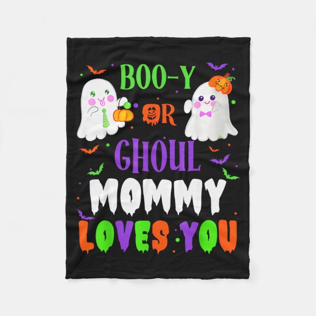 Boo-y Or Ghoul Mummy Loves You Boo Halloween Baby  Fleece Blanket (Front)