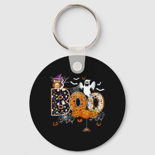 Boo y Owl Pumpkin Ghost Halloween Men Women Kids Key Ring