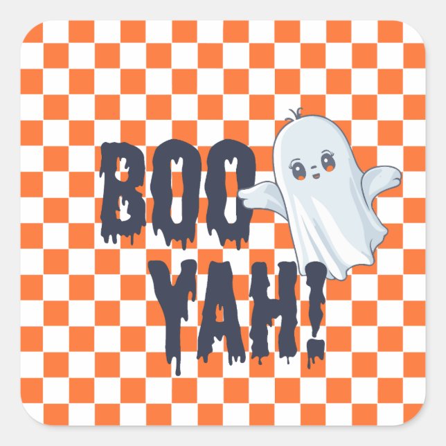 Boo-yah ghost square sticker (Front)