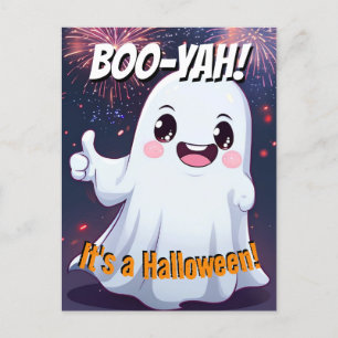 Boo-yah It's A Halloween Funny Ghost Postcard