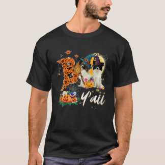 Boo Y'all Cute Papillion Dog Loves Moon Hat Witch T-Shirt