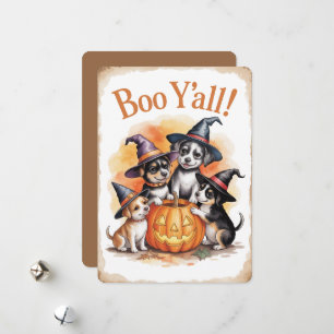 "Boo Y'all!" Cute Puppy Halloween Holiday Card