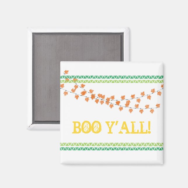 BOO Y'ALL Fall Leaves Family Halloween Fun Magnet (Front/Back)