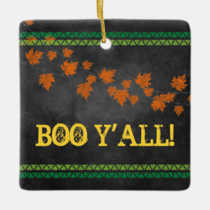 BOO Y'ALL! Family Fall Fest Southern Halloween Fun Ceramic Ornament