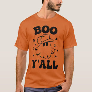 Boo Y'all Funny Saying Cowboy Hat Ghost Graphic H T-Shirt