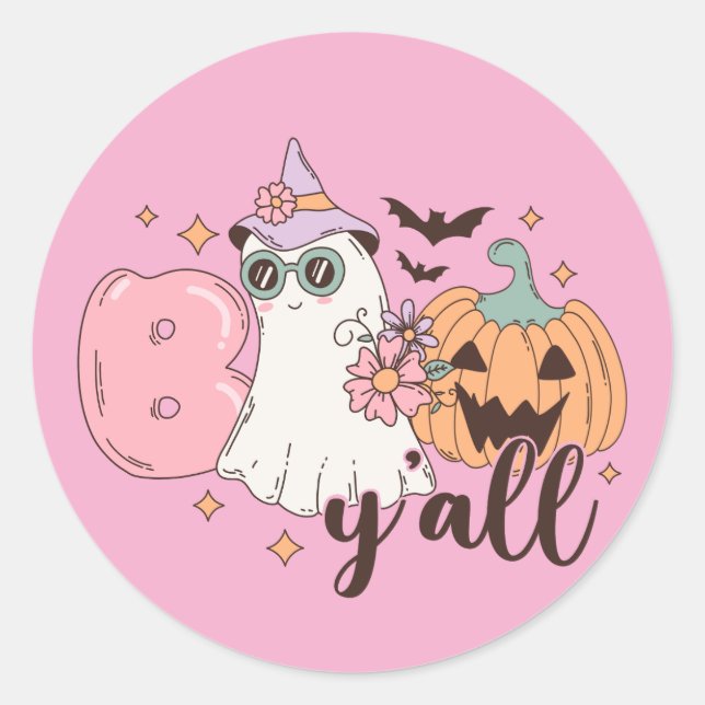 Boo Y'All Halloween Classic Round Sticker (Front)