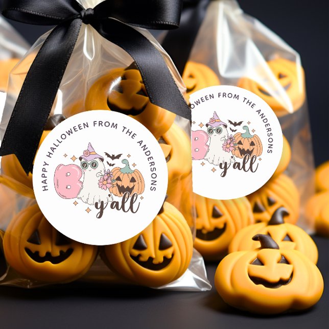 Boo Y'all Halloween Western Groovy Treat  Sticker (Creator Uploaded)