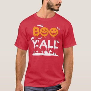 Boo Y'all Pumpkin Ghosts Scary Witch Funny Hallowe T-Shirt