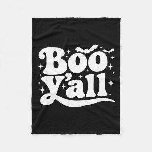 Boo Y'all Southern Retro Halloween Quote Saying Ba Fleece Blanket