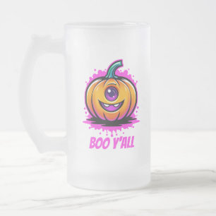 Boo Y'All, spooky adorable Halloween design Frosted Glass Beer Mug