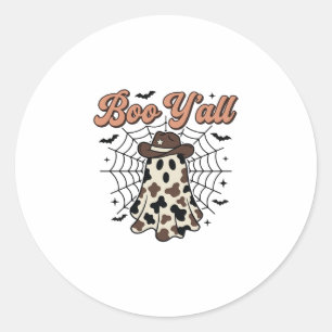 Boo Yall Western Ghost Halloween Design Classic Round Sticker