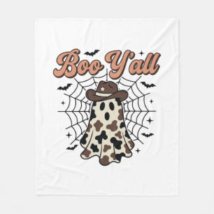 Boo Yall Western Ghost Halloween Design Fleece Blanket