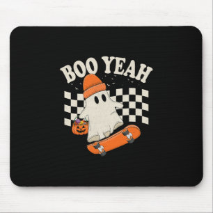 Boo Yeah Ghost Skateboarding Funny Halloween Ghost Mouse Mat