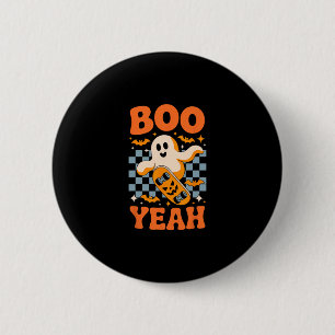 Boo Yeah Skateboarding Ghost Funny Halloween Skate 6 Cm Round Badge