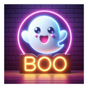 BOO Yellow Halloween Ghost  Photo Print
