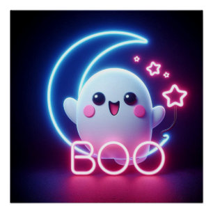 BOO Yellow Halloween Ghost  Poster