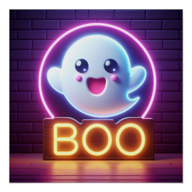 BOO Yellow Halloween Ghost  Poster (Front)