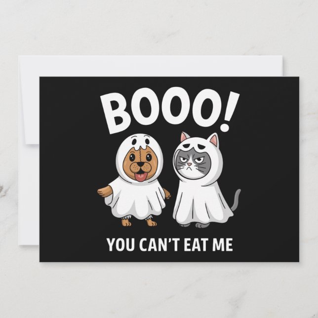 Boo You Can't Eat Me Dogs And Cats Funny Halloween Invitation (Front)