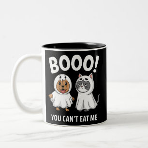 Boo You Can't Eat Me Dogs And Cats Funny Halloween Two-Tone Coffee Mug