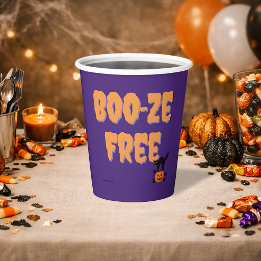 Boo‑ze Free | Halloween Sober Party Paper Cups