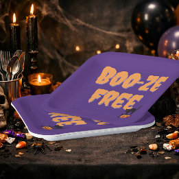 Boo‑ze Free | Halloween Sober Spook Paper Plate