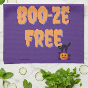 Boo‑ze Free Halloween Sober Spook Tea Towel