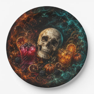 Boo Ze Night Gothic Skull Cocktail Paper Plate