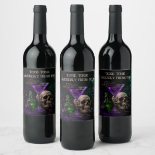 Boo Ze Night Gothic Skull Cocktail Wine Label