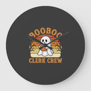 Booboo Clerk Crew Halloween Ghost Design_1 Large Clock