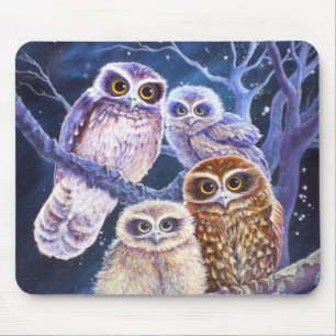Boobook Owl Family Mouse Mat