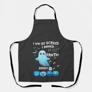 Booed Pants Halloween Ghost Blue Pumpkins Apron
