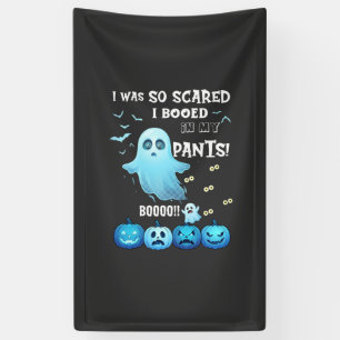 Booed Pants Halloween Ghost Blue Pumpkins Banner