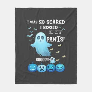 Booed Pants Halloween Ghost Blue Pumpkins Fleece Blanket