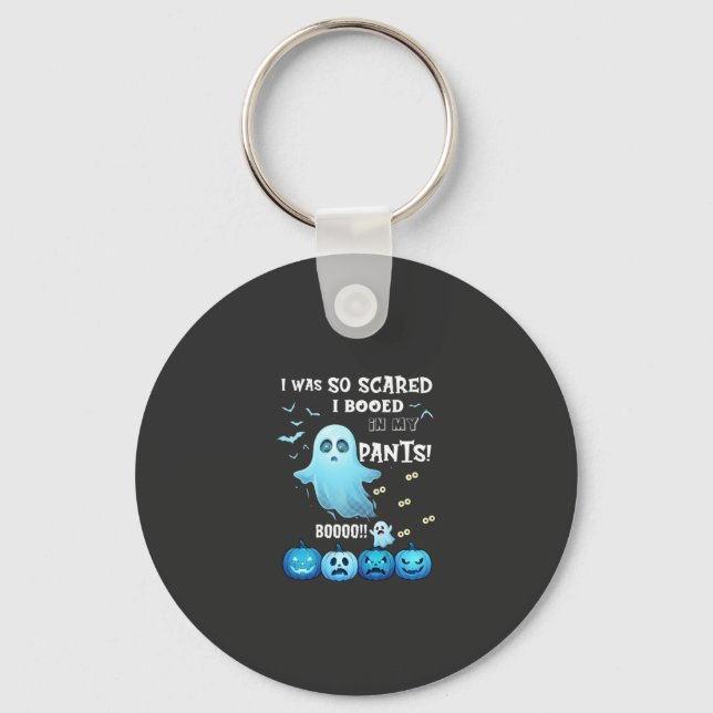 Booed Pants Halloween Ghost Blue Pumpkins Key Ring (Front)